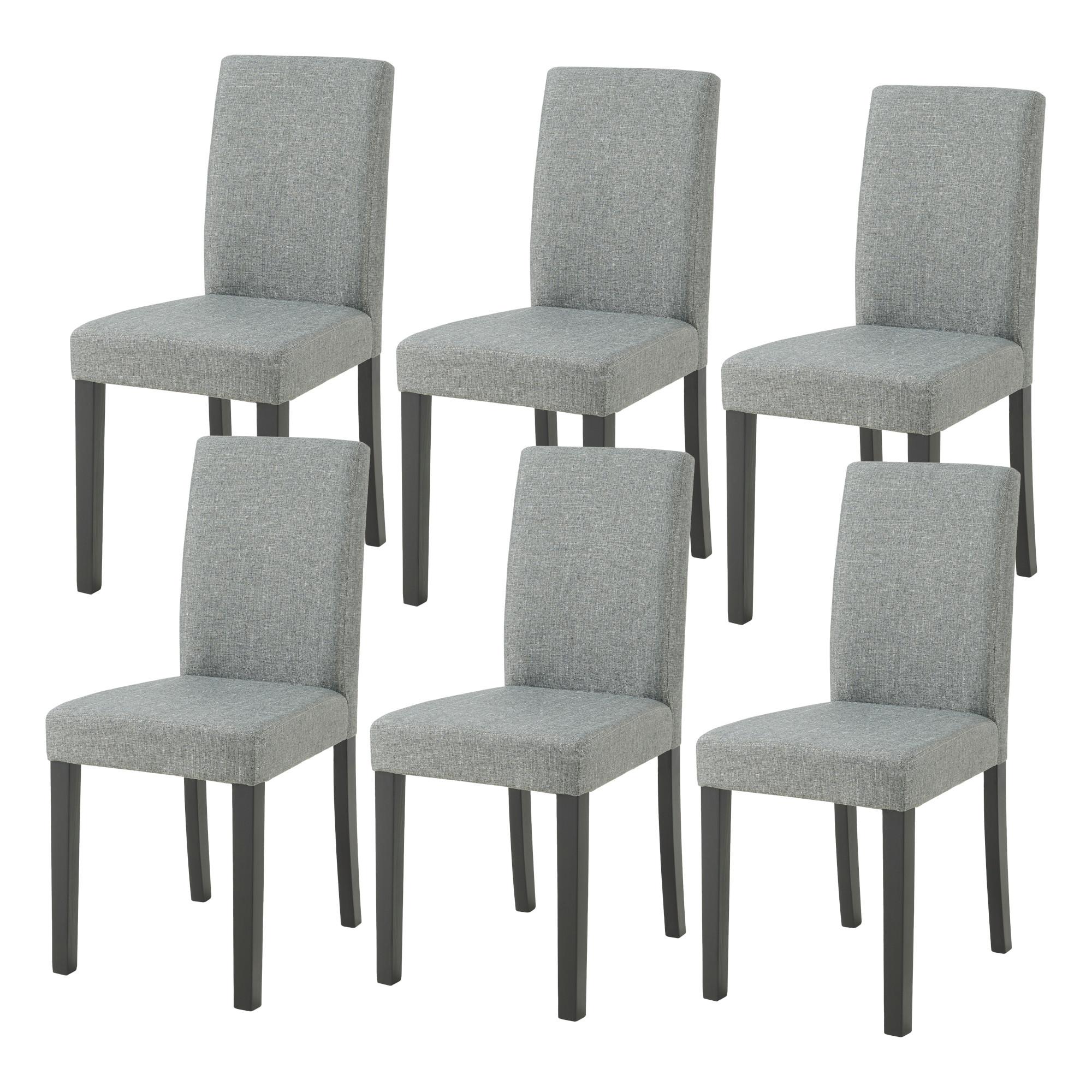 ESSZIMMERSTUHL-SET HAMBURG 6 TLG. - Hellgrau/Schwarz, Holz/Textil (43/89/54cm) - [en.casa]