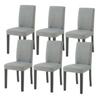 ESSZIMMERSTUHL-SET HAMBURG 6 TLG. - Hellgrau/Schwarz, Holz/Textil (43/89/54cm) - [en.casa]
