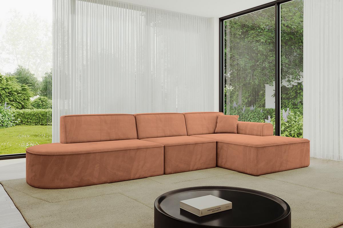 ECKSOFA Ottomane Rechts IREA-L2-v3 - 328x171x79 cm Koralle - Koralle, Holzwerkstoff/Textil (171/328cm) - ALTDECOR