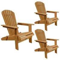 LIEGESTUHL Korfu Akazie klappbar 3er-Set - Naturfarben, Holz (69/94/85cm) - Juskys