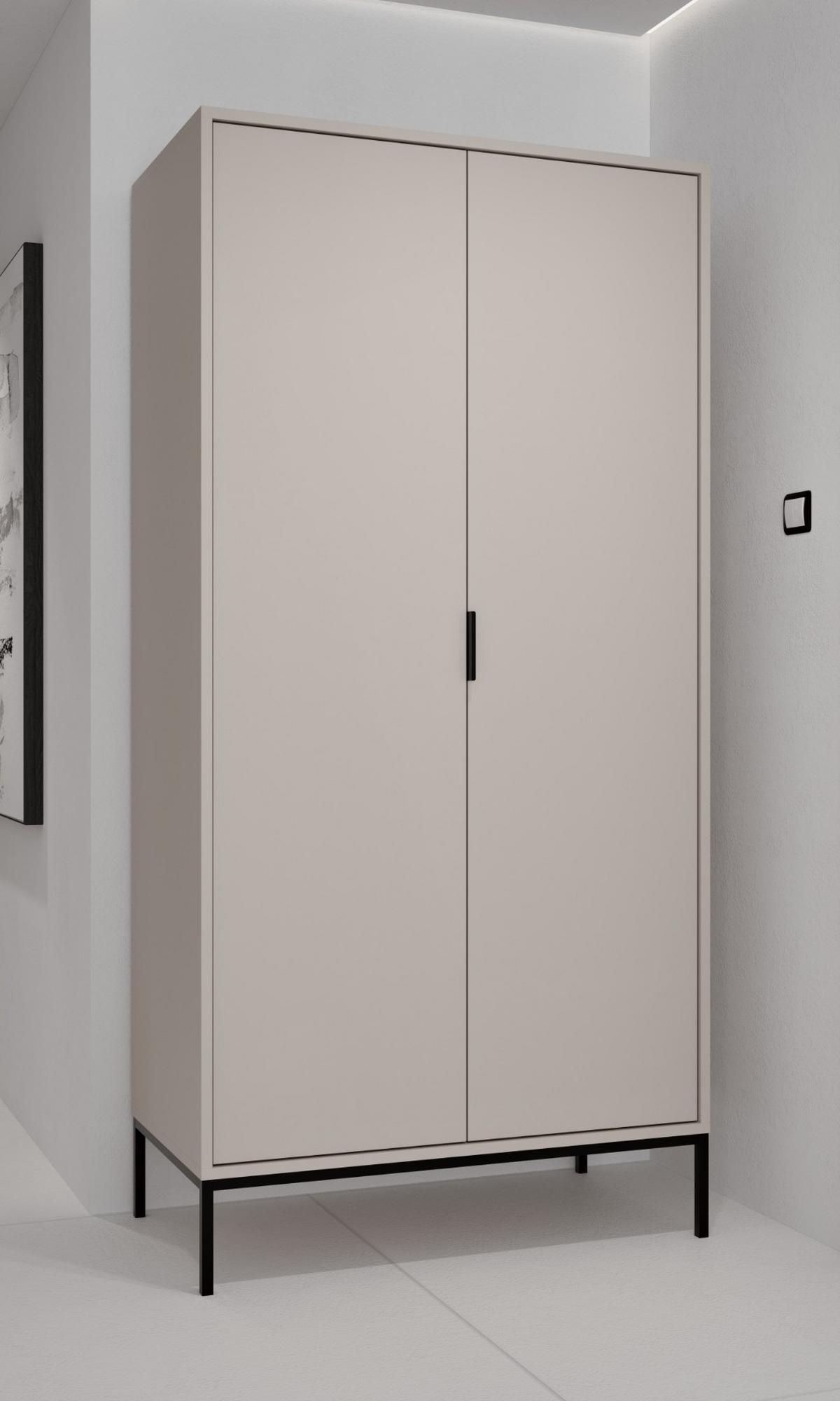 DREHTÜRENSCHRANK Austin - Kaschmir/Schwarz, Holzwerkstoff (55/205/100cm) - RAUMHIRSCH FURNITURE