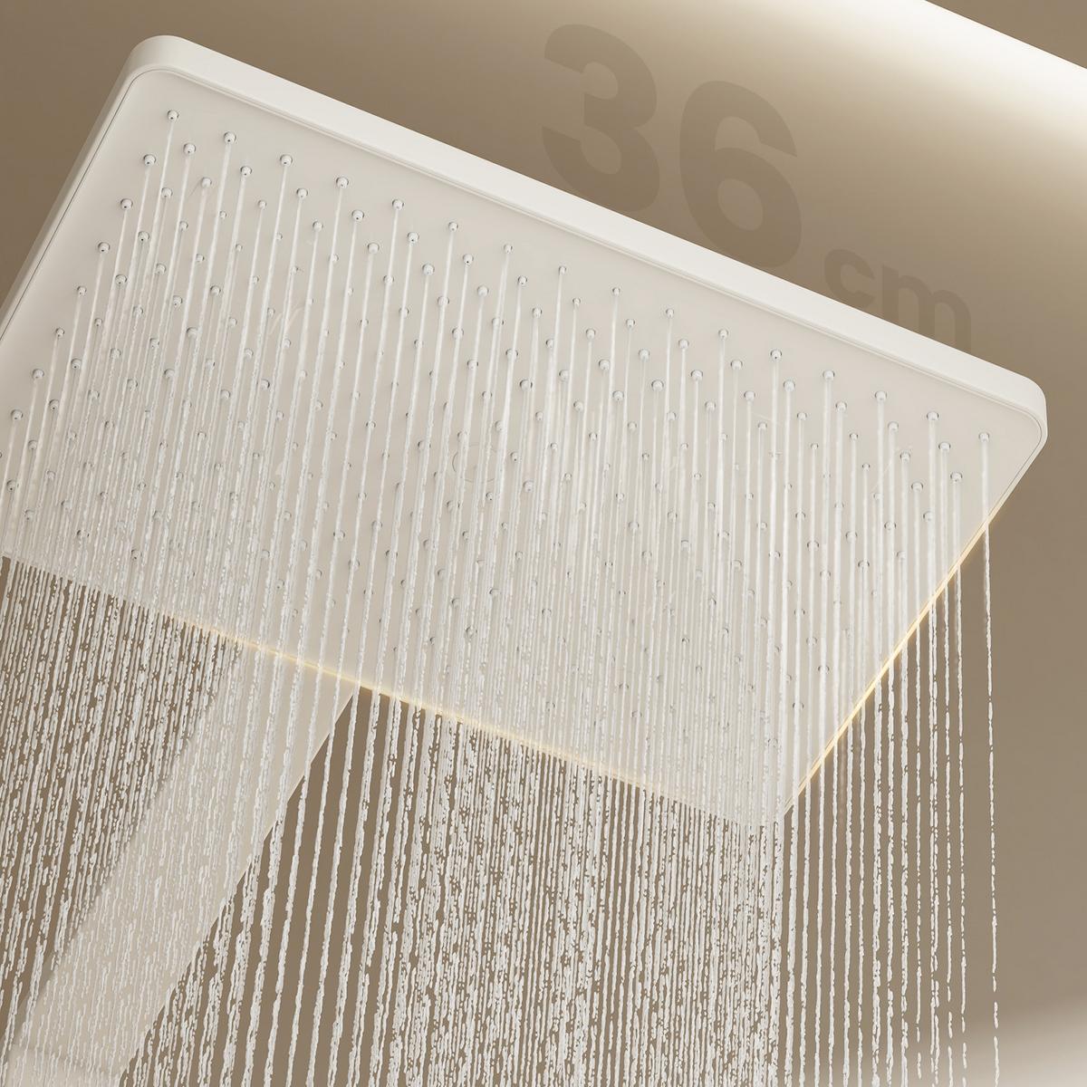 ÜBERKOPFBRAUSESET mit Thermostat und 4 Wasserauslässen 40,9/60/105 cm - Weiß, Metall (40/113/58cm) - EMKE
