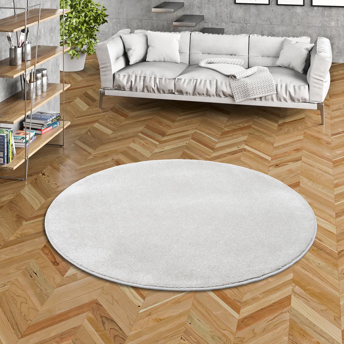 HOCHFLOR LUXUS VELOURS TEPPICH TOUCH RUND - Champagner, Textil (100/100cm) - Snapstyle