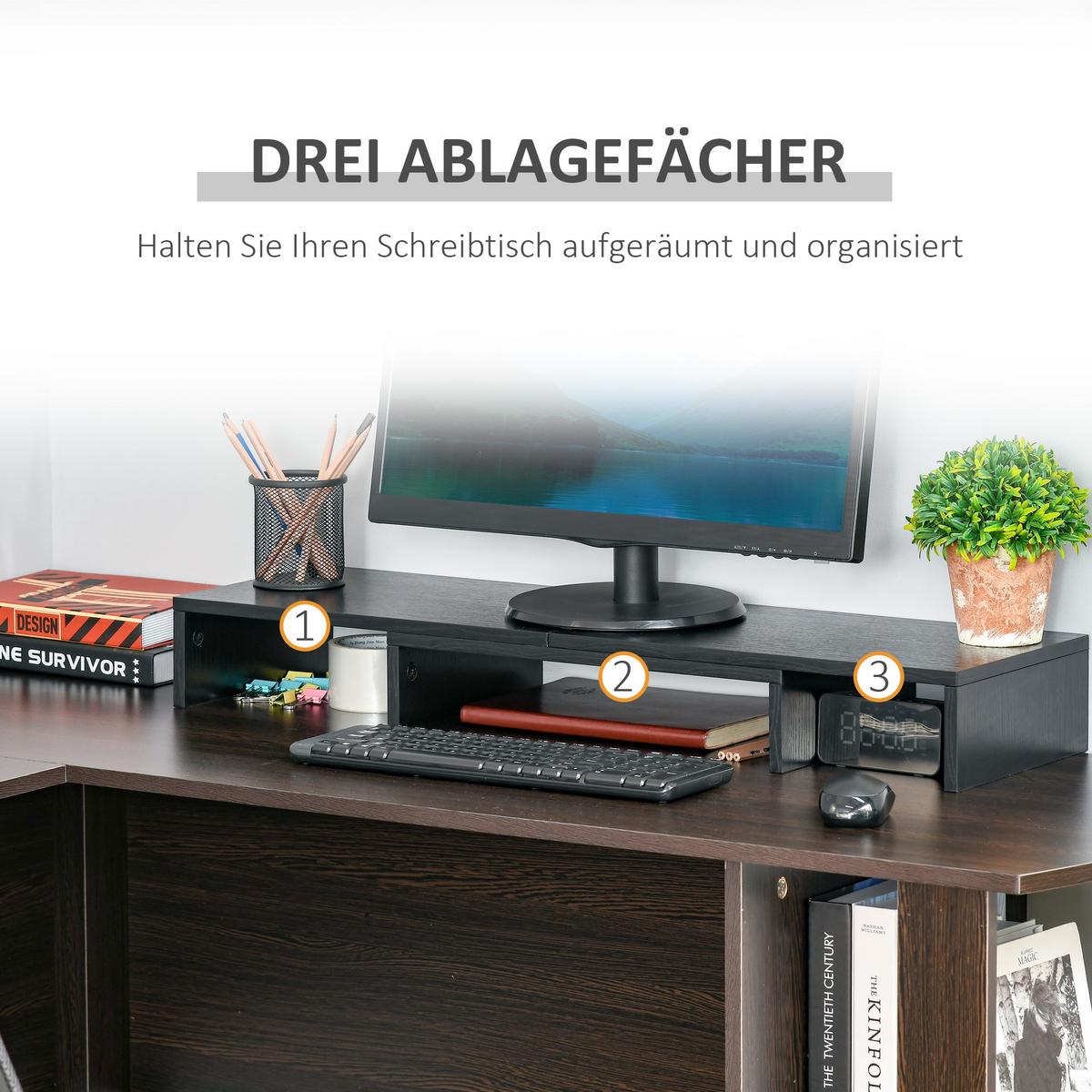 MONITORSTÄNDER - Schwarz, Holzwerkstoff (117/23.5/10cm) - Vinsetto