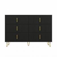 SIDEBOARD schwarz gold 120cm 6 schubladen modern - Schwarz, Holzwerkstoff (120/77/40cm) - Urban Meuble