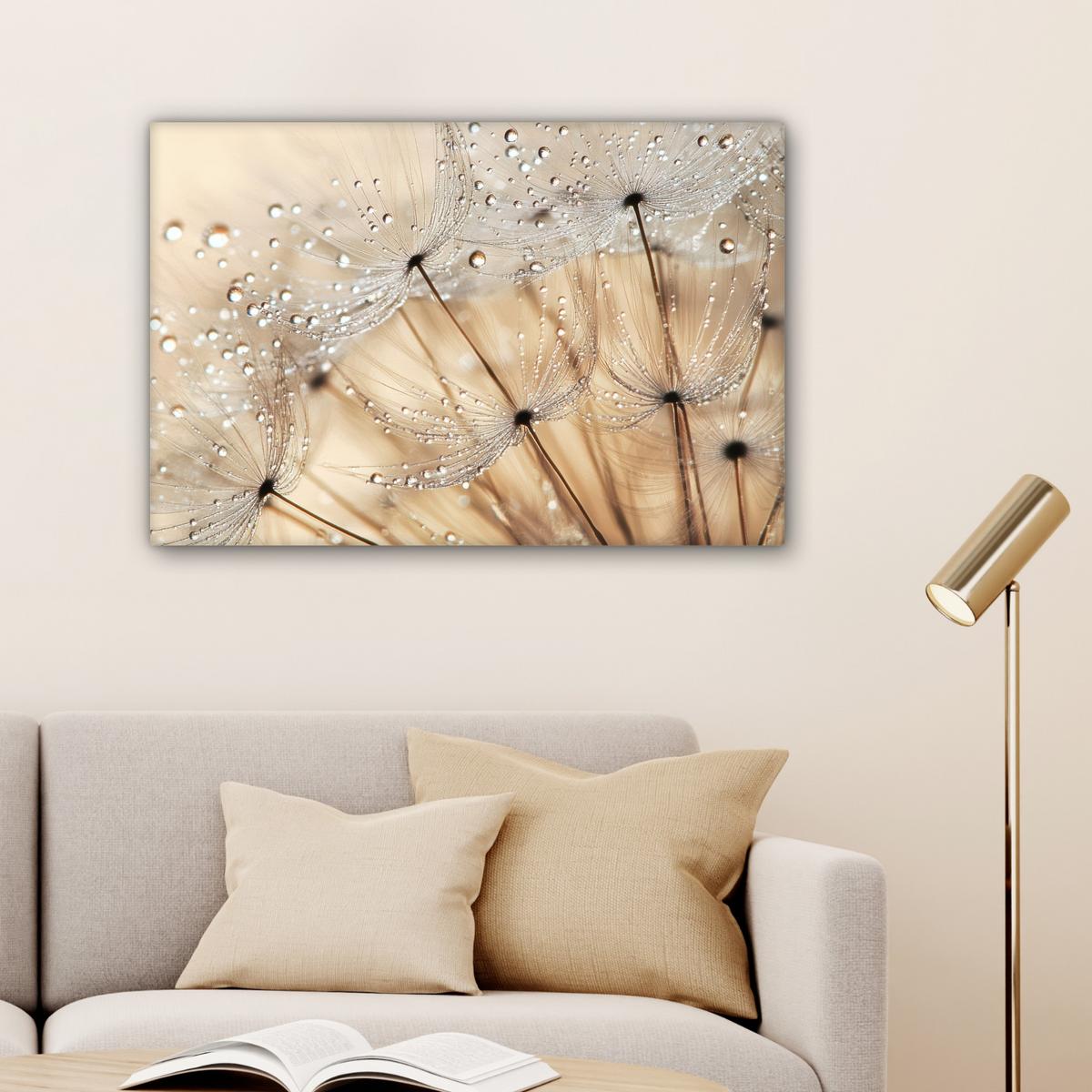 LEINWANDBILD Löwenzahn - Abstrakt - Natur - Beige Gemälde 60x40 cm - Braun, Textil (60/40cm) - MuchoWow