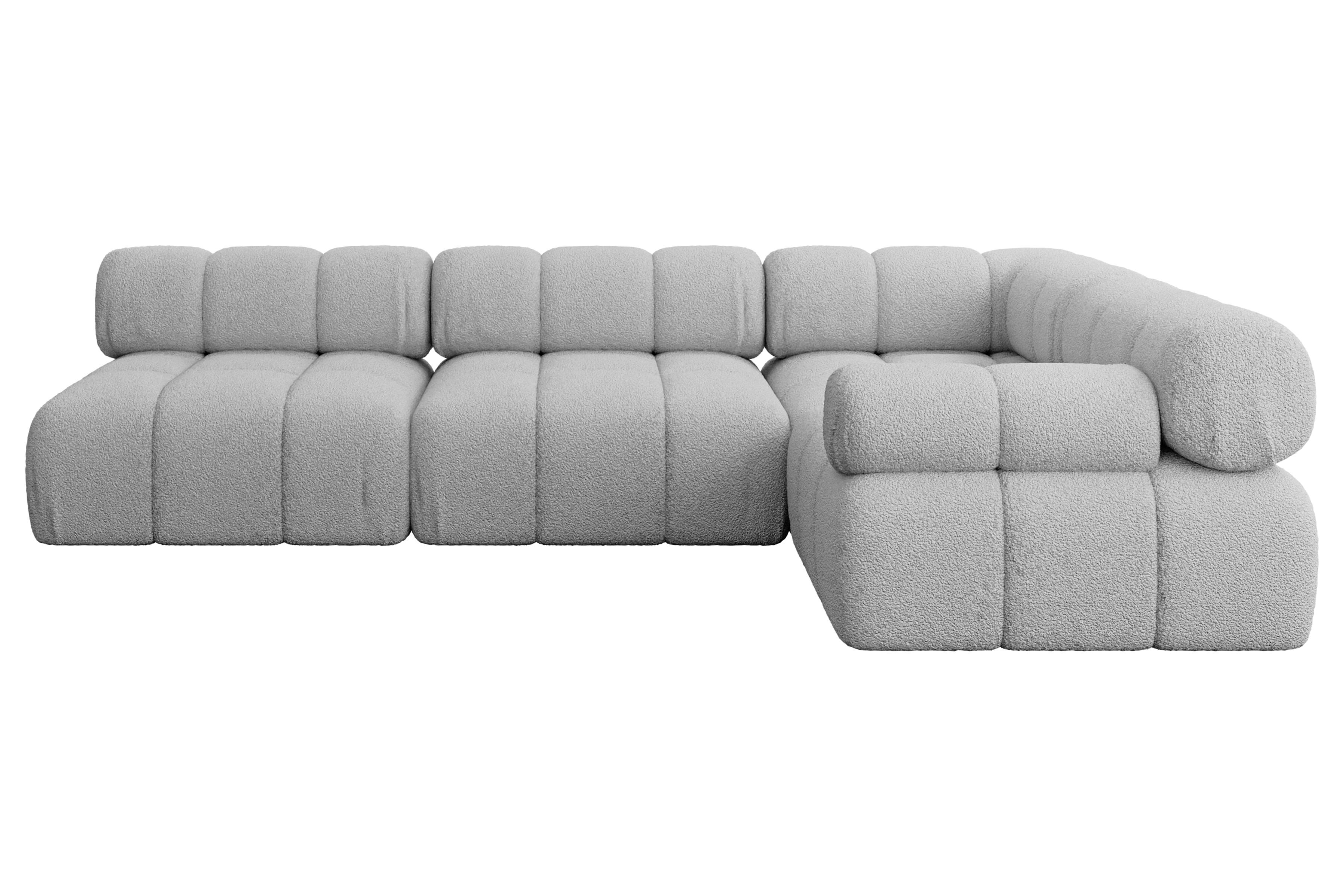 ECKSOFA modulares Sofa Mende-L2 - 285x190x70 cm Hellgrau Bouclé - Hellgrau, Holzwerkstoff/Textil (285/190cm) - ALTDECOR