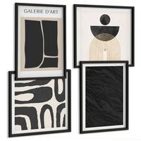 BILDER SET 4er Set - 50x50 cm & 40x60 cm Schwarzer Rahmen - Abstrakte Marmorformen - Schwarz, Kunststoff (50/50cm) - TULUP