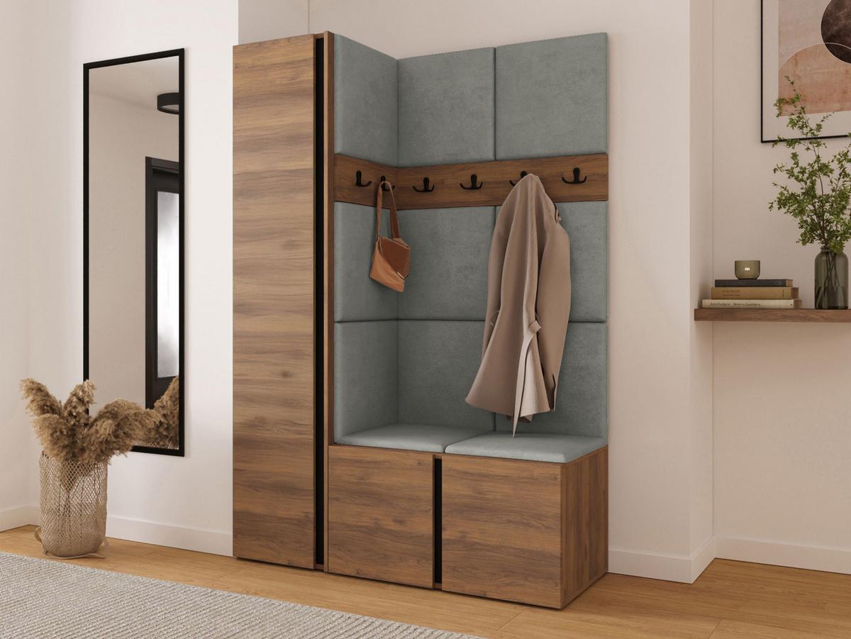 GARDEROBEN-SET Orion IX - Nussbaumfarben/Grau, Holzwerkstoff/Kunststoff (124/186/46cm) - MIRJAN24