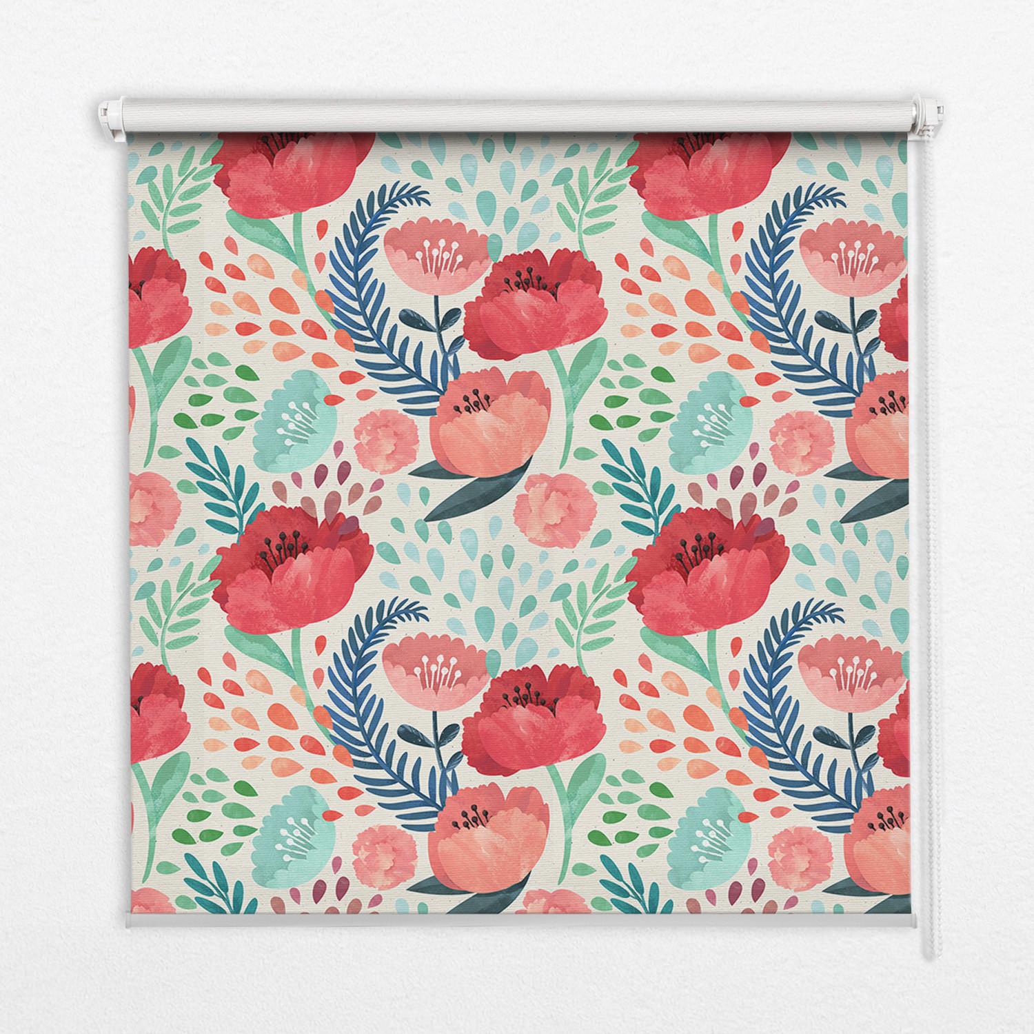 INNENROLLO - Fensterrollo - Rollo - 120x140 cm - Mohn - Rot, Kunststoff (120/140/0.5cm) - TULUP