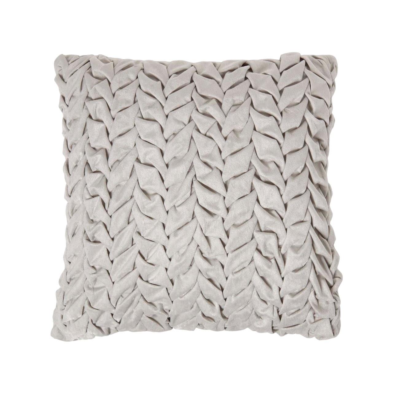 SAMTKISSEN Grace grau 45/45 cm plissiert in Flechtoptik - Grau, Textil (45/45cm) - Homescapes