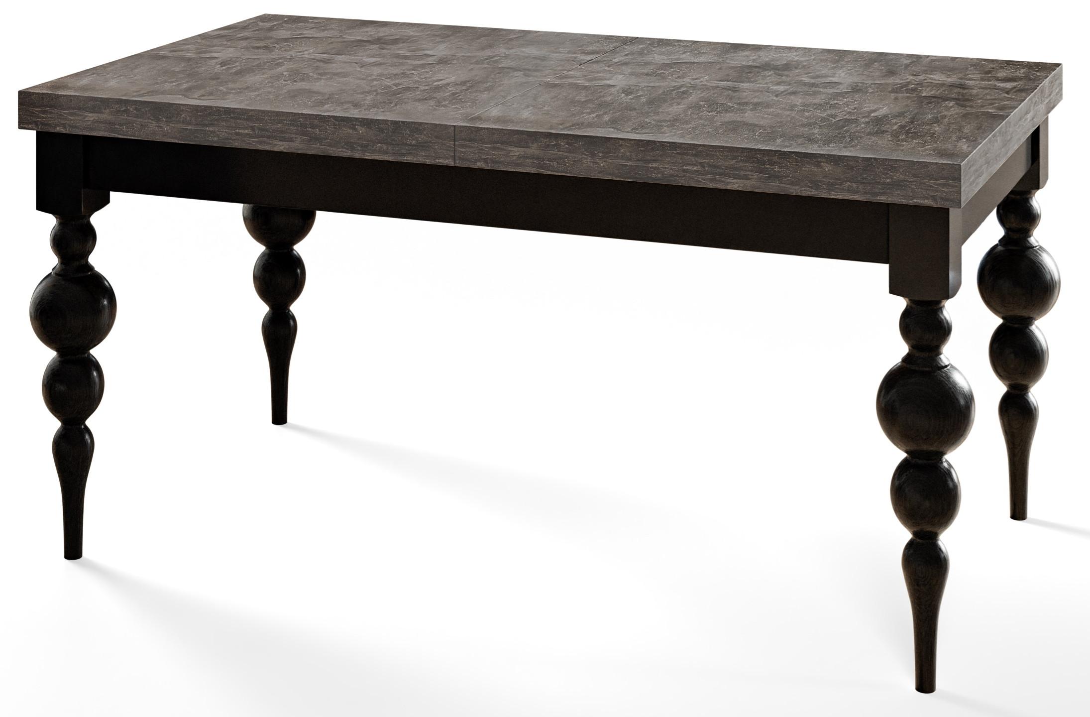 RECHTECKIGER Esszimmertisch LENA, ausziehbarer Tisch, Größe: 160-210X90X78,5 cm, Wohnzimmertisch Farbe: Dunkelgrau, mit Tischbeinen in Farbe Schwarz - Dunkelgrau/Schwarz, Holzwerkstoff (160/80/79cm) - Alpi-Möbel