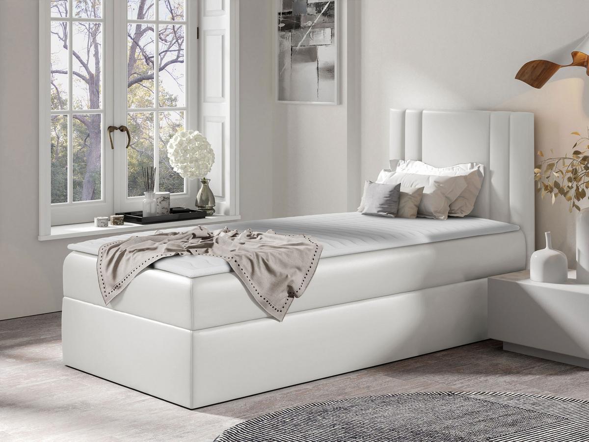 BOXBETT Carmen Mini, Seite zum Öffnen des Bettkastens: Rechts - H3 - Creme, Holz (100/200cm) - MIRJAN24