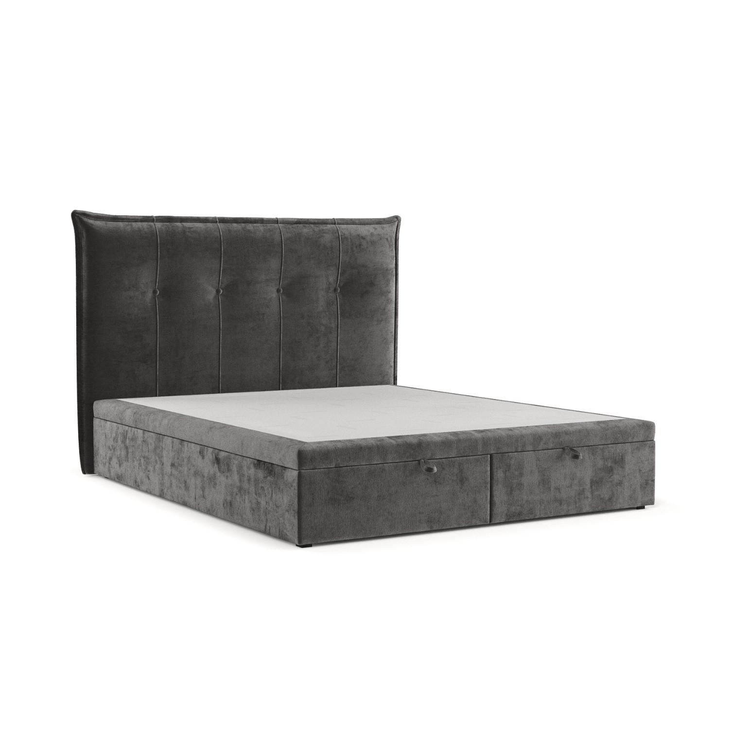 POLSTERBETT Liano mit Stauraum 140/200 cm Stahl im Lotta Stoff - Graphitfarben/Schwarz, Holz/Holzwerkstoff (140/200cm) - AltaBeds