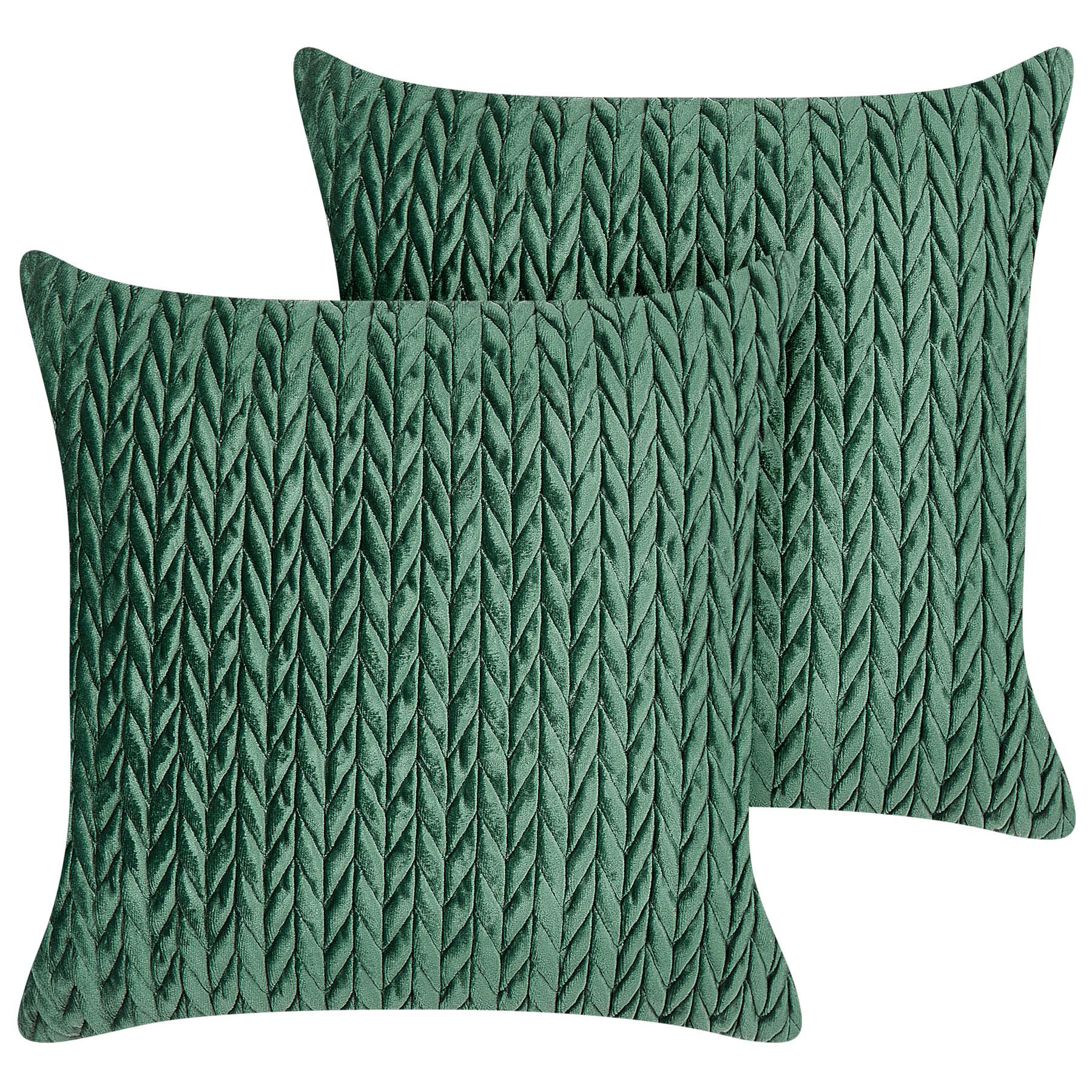 DEKOKISSEN 2er-Set Grün 45/45 cm Eclipta - Grün, Textil (45/45cm) - Beliani
