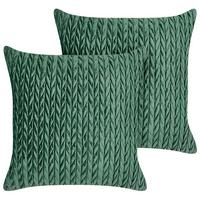 DEKOKISSEN 2er-Set Grün 45/45 cm Eclipta - Grün, Textil (45/45cm) - Beliani