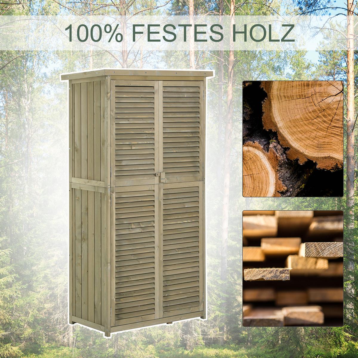 GERÄTESCHUPPEN Gerätehaus Geräteschrank, 4 Fächer, Kiefer, Tannenholz, Grau - Grau, Holz (46.5/160/87cm) - Outsunny