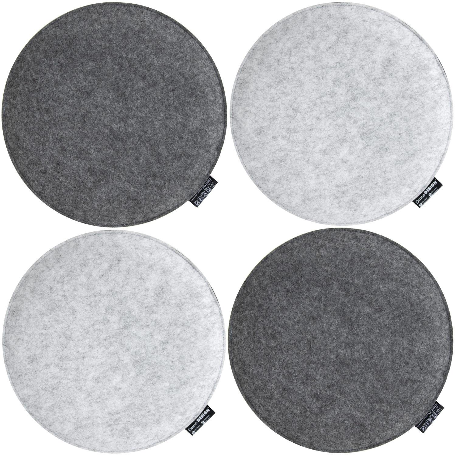 STUHLKISSEN, Ø 35 cm, 4er Set, aus Filz, Grau - Grau, Kunststoff (35/35/3cm) - Dunedesign