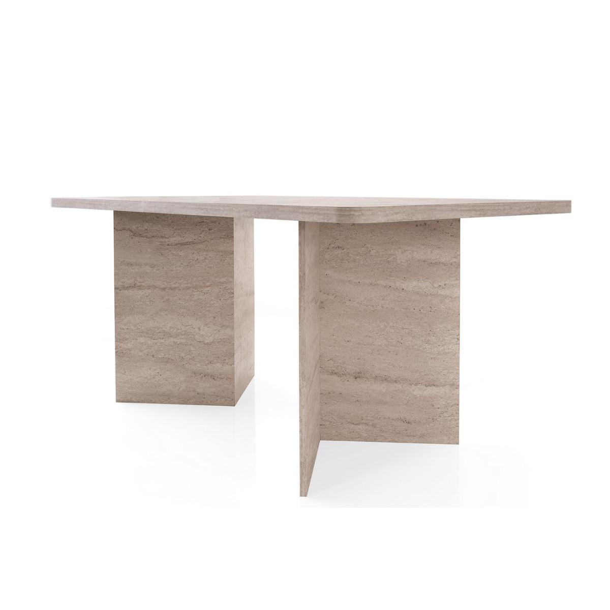 ESSTISCH mit rechteckiger Platte und 2 Beinen L180 cm - LOFT - Beige, Holzwerkstoff (95/90/77cm) - Calicosy