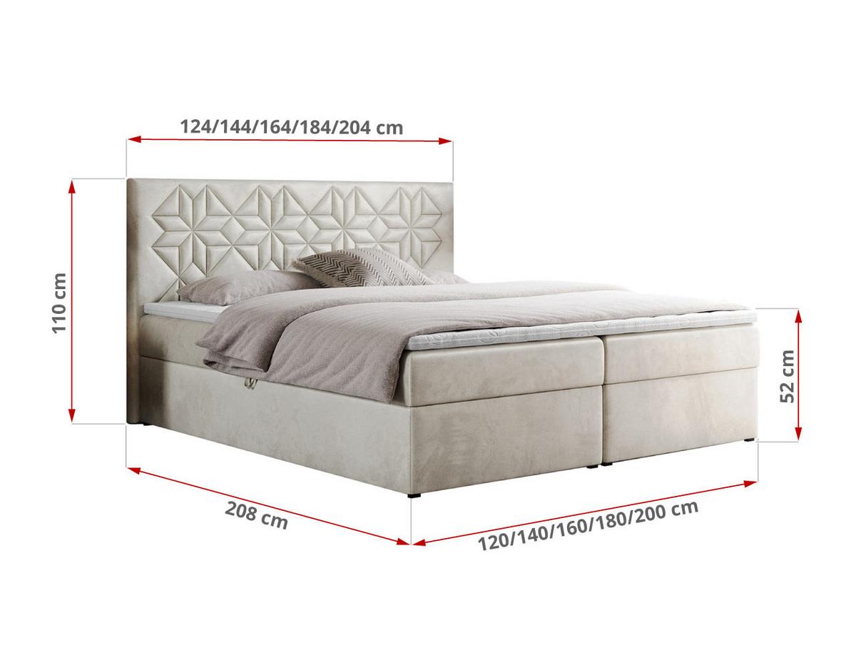 BOXBETT LEILA 140/200 Beige Velvet - H3 - Beige, Holz/Textil (140/200cm) - MKS