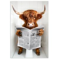 POSTER Schottischer Highlander - Tier - Zeitung - Toilette Room Decor 20x30 cm - Kastanienfarben, Papier (20/30/0.1cm) - MuchoWow