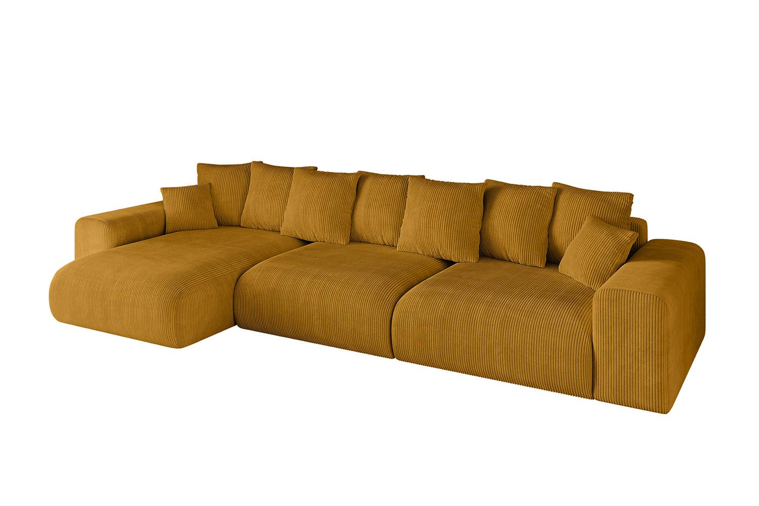 ECKSOFA Ottomane links ESKAR-L2 364x176x72 Currygelb Cord - Currygelb/Schwarz, Holzwerkstoff/Kunststoff (364/176cm) - ALTDECOR