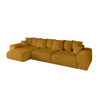 ECKSOFA Ottomane links ESKAR-L2 364x176x72 Currygelb Cord - Currygelb/Schwarz, Holzwerkstoff/Kunststoff (364/176cm) - ALTDECOR