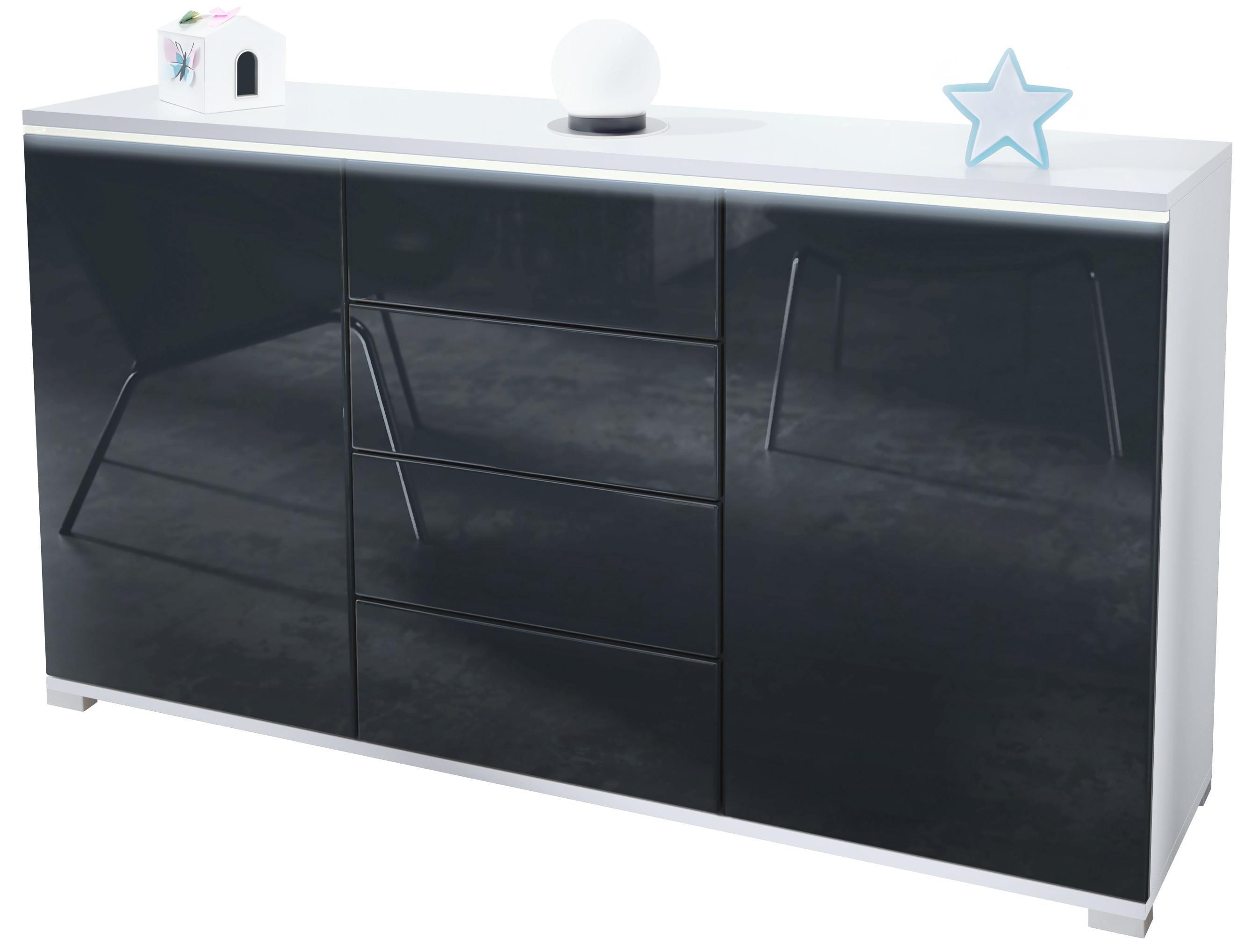 SIDEBOARD Faro Schwarz Hochglanz - Schwarz Hochglanz, Holzwerkstoff (138.5/75.5/35cm) - Vladon