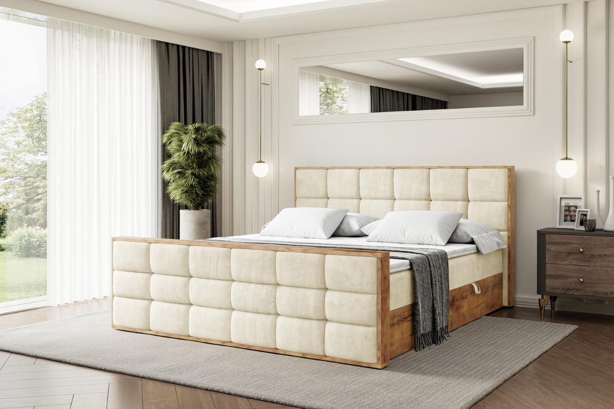 BOXBETT mit Matratze H3 und Lattenrost - LOLLI2-Z - 120x200 - Beige Monolith - Beige, Holzwerkstoff (120/200cm) - ALTDECOR