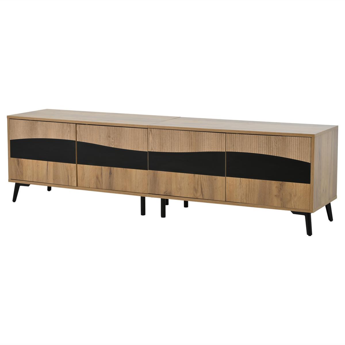TV-LOWBOARD Natur & Schwarz 180 cm für Fernseher bis 75 Zoll - Naturfarben, Holzwerkstoff (180/50/40cm) - Urban Meuble