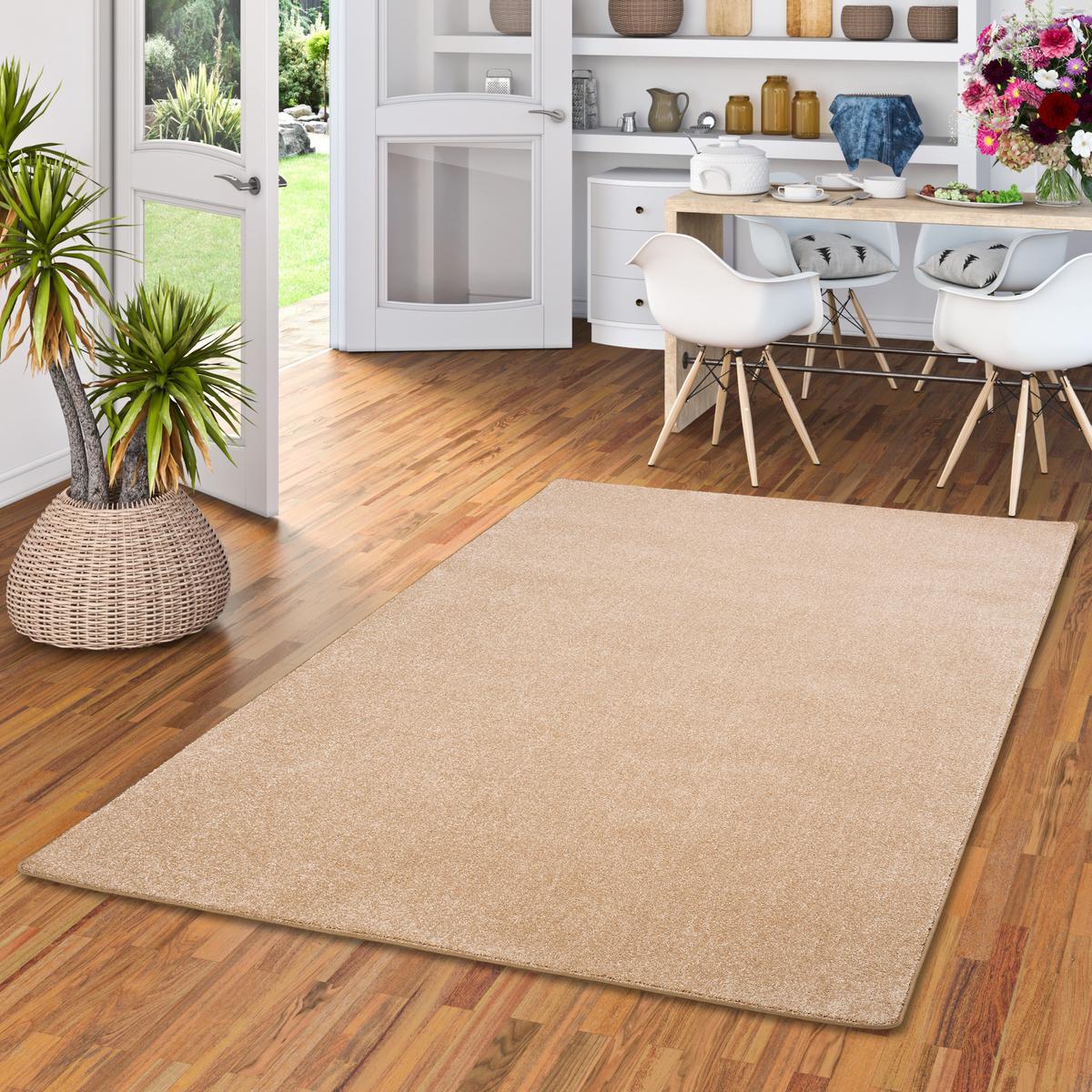 HOCHFLOR VELOURS TEPPICH LUNA - Beige, Textil (133/133cm) - Snapstyle