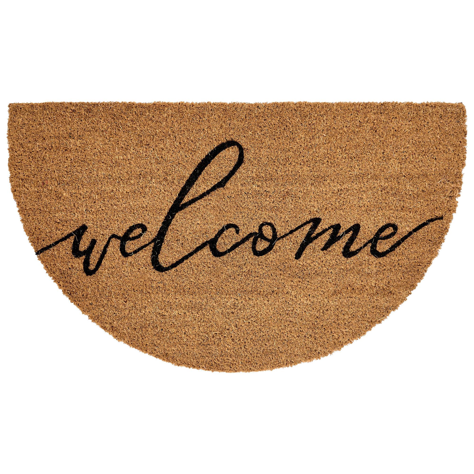 FUSSMATTE Naturfarben 45/75 cm Schriftzug Kokosfasern Ambuklao - Naturfarben, Textil (45/75cm) - Beliani