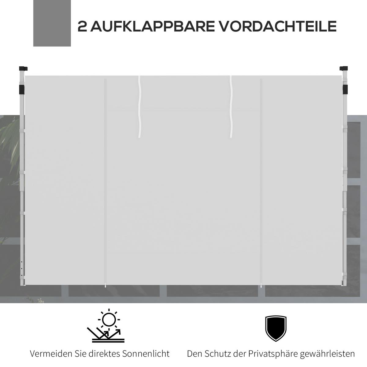 SEITENPLANEN mit Fenster, Tür, Ersatzwände für Partyzelt, Oxford, Weiß - Weiß, Kunststoff (1/195/295cm) - Outsunny