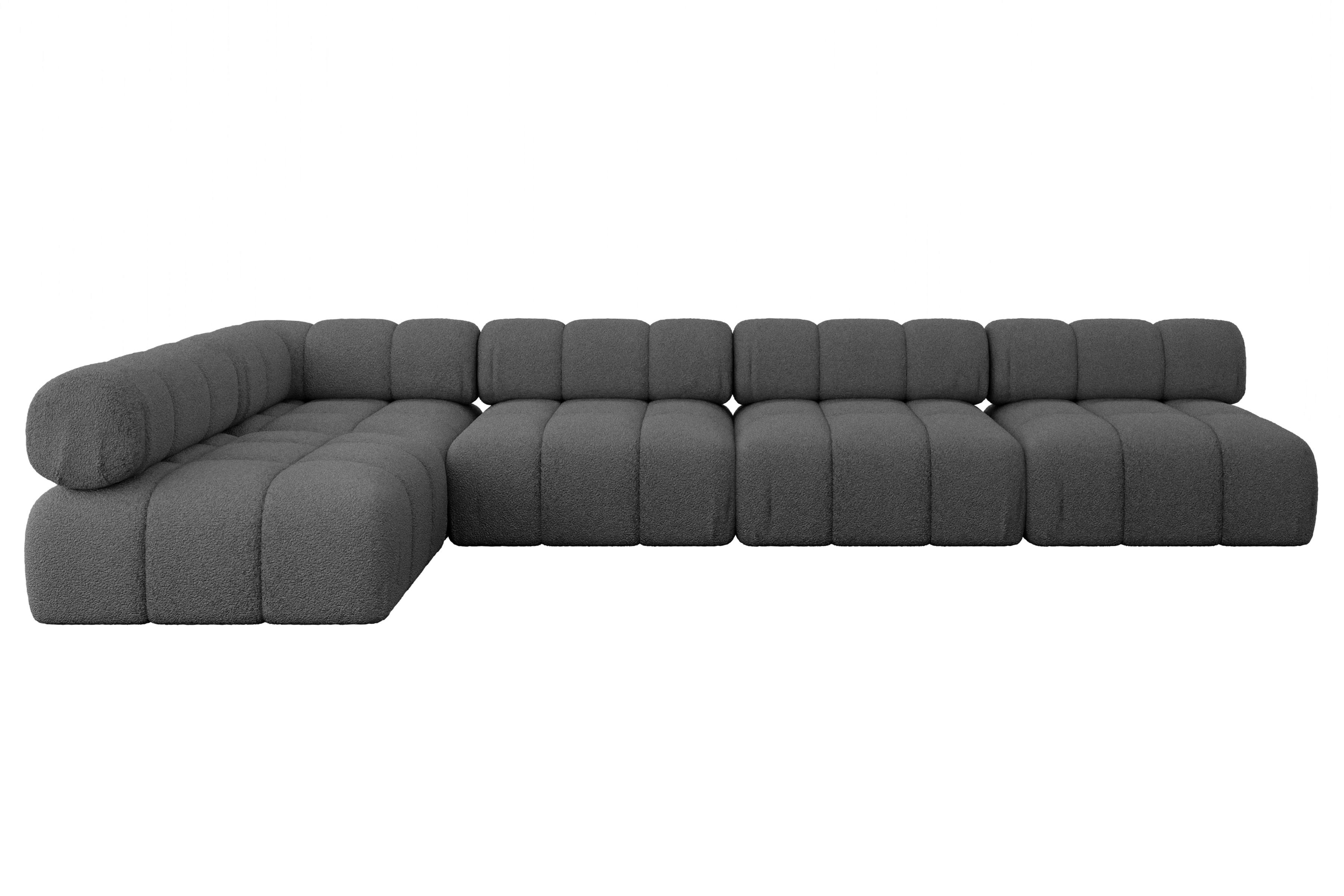 ECKSOFA modulares Sofa Samaro-L3 - 380x190x70 cm Grau Bouclé - Grau, Holzwerkstoff/Textil (380/190cm) - ALTDECOR
