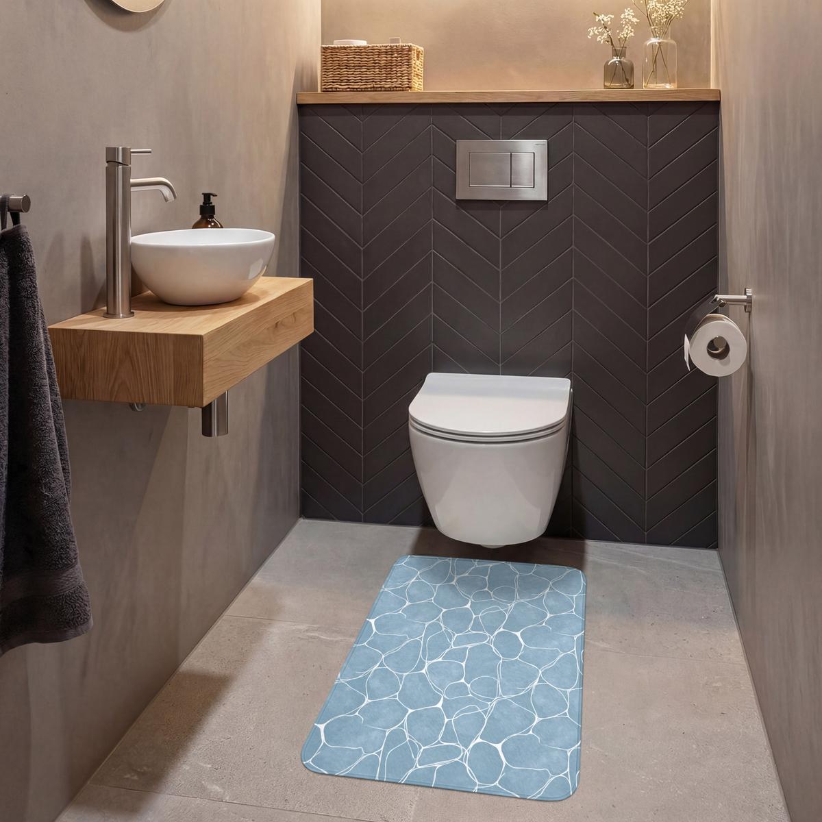 WC-VORLEGER Organisch - Muster - Blau WC Teppich 50x80 cm - Hellblau, Textil (50/1cm) - OnlyWow