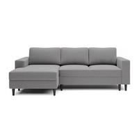 ECKSOFA Nalika Grau Velours - Schwarz/Grau, Holz/Textil (230/143cm) - Selsey