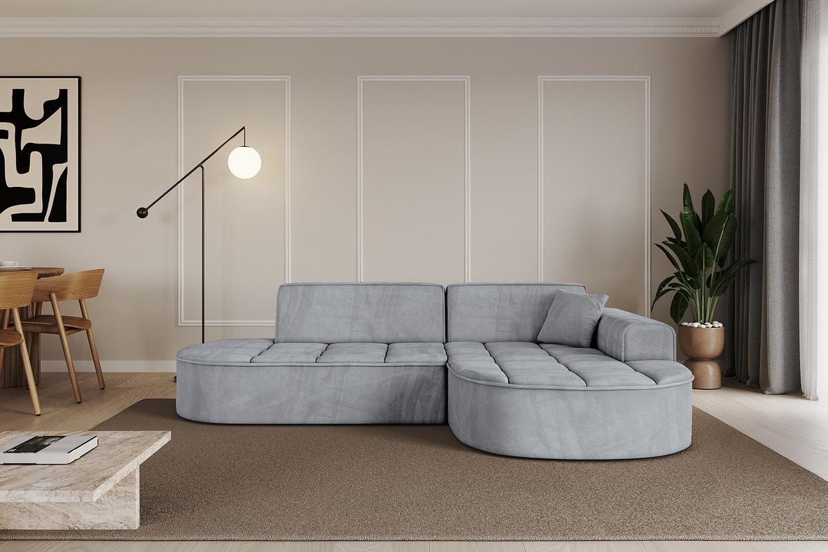 ECKSOFA Ottomane Rechts TARO-L1 - 243x171x79,5 cm Hellgrau - Grau, Holzwerkstoff/Textil (243/171cm) - ALTDECOR