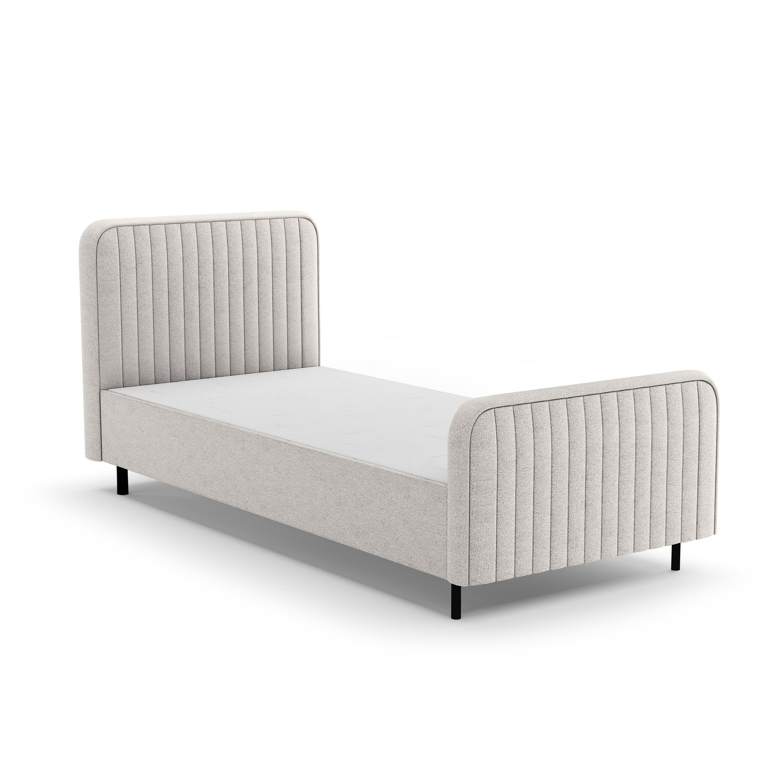 POLSTERBETT Lami 90x200, Einzelbett mit Bettkasten, ohne Matratze, Hellbeige - Kaschmir/Schwarz, Textil/Metall (90/200cm) - Beautysofa