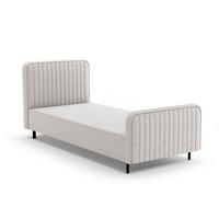 POLSTERBETT Lami 90x200, Einzelbett mit Bettkasten, ohne Matratze, Hellbeige - Kaschmir/Schwarz, Textil/Metall (90/200cm) - Beautysofa