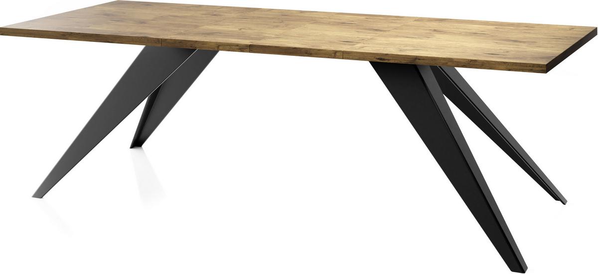 ESSTISCH Vance rechteckig ausziehbar, Lancelot Eiche 140-240/80/76 cm - Eichefarben/Schwarz, Holzwerkstoff/Metall (80/240/76cm) - WFL GROUP
