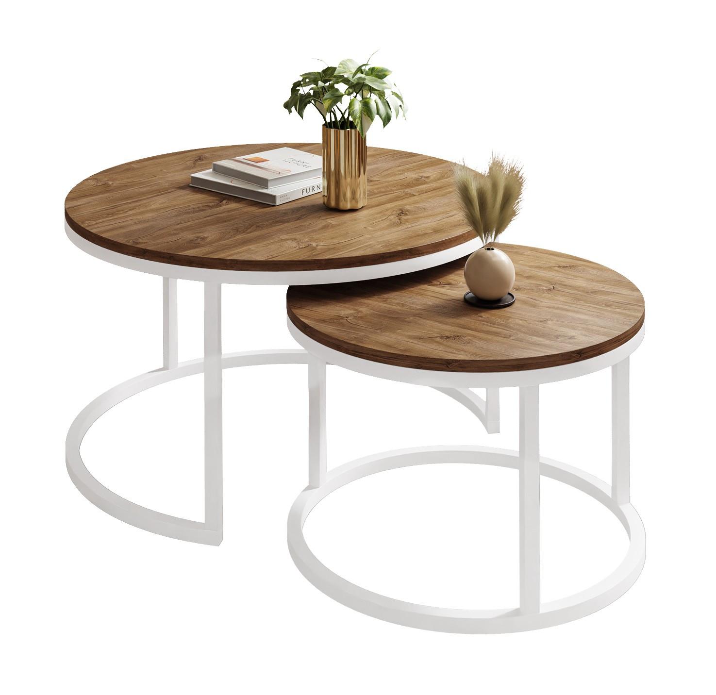 COUCHTISCH CIRI 2-in-1 Eichenholz Sterling otan - Weiß, Holzwerkstoff (70/70/48cm) - Lookway