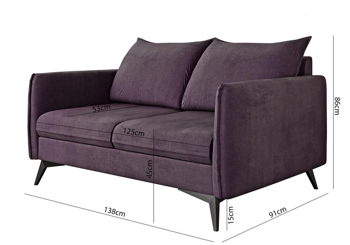 2-SITZER-SOFA Pulse Lila Luxusmicrofaser - Lila/Schwarz, Holz/Textil (138/86/91cm) - S-Style Möbel