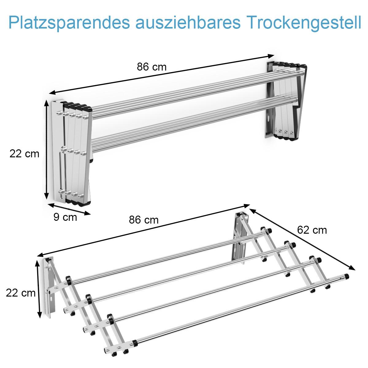 WÄSCHESTÄNDER Silber - Silberfarben, Metall (86/22/62cm) - COSTWAY