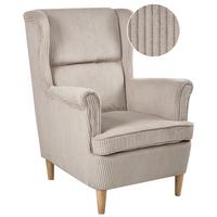 OHRENSESSEL Cord Beige Abson - Hellbraun, Textil (64/100/65cm) - Beliani