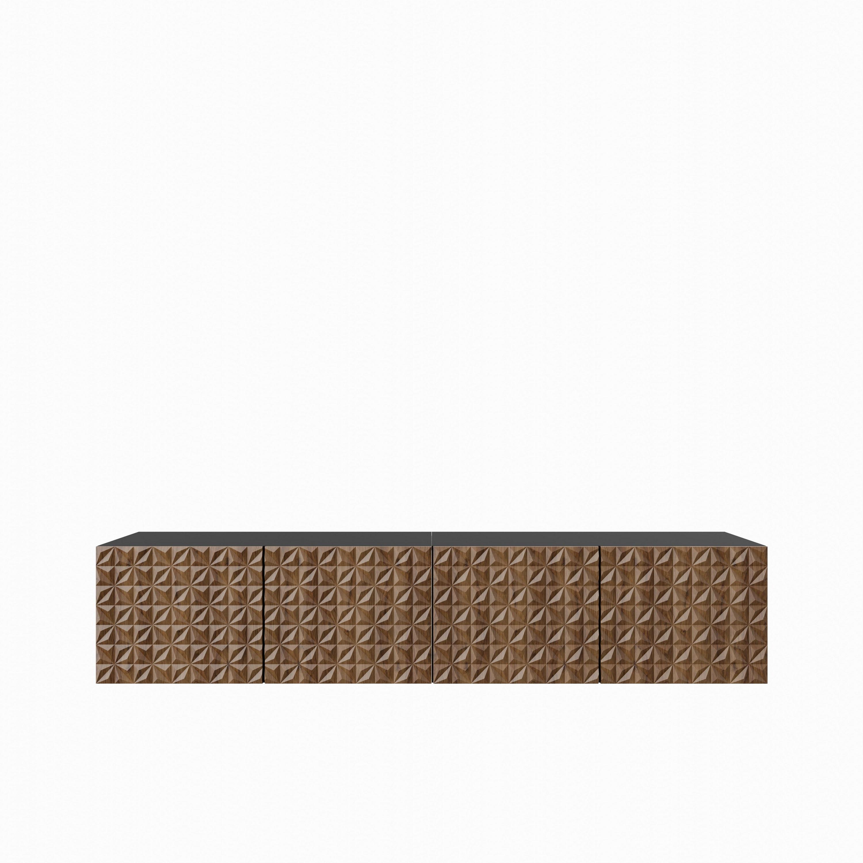 LOWBOARD ROVA 200/41/40 cm, Hängender TV-Schrank Schwarz / Eichefarben - Eichefarben/Schwarz, Holzwerkstoff (200/41/40cm) - MASSENO