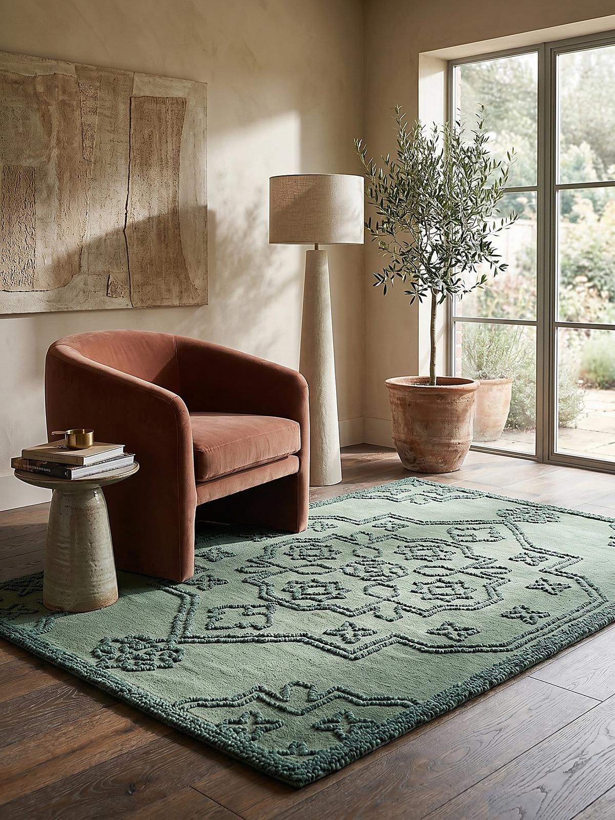 TEPPICH aus Wolle TINGIR in Entenei-Blau, abstrakt, 160 x 230 cm - Blau, Textil (230/160cm) - KADIMA DESIGN