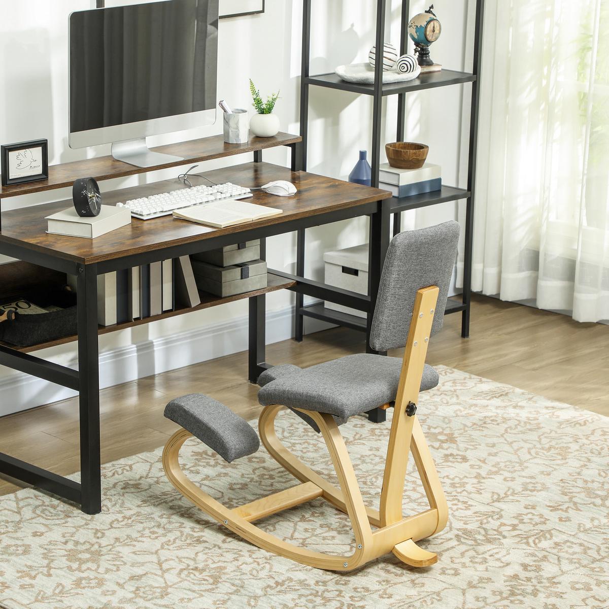 KNIESTUHL Ergonomisch Kniehocker Grau - Grau, Holz/Textil (51/93/84cm) - HOMCOM