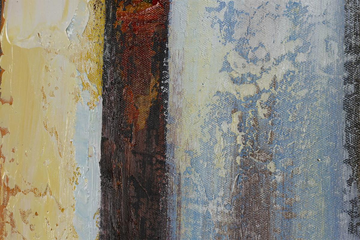 ÖLGEMÄLDE 140/70 cm - Blau/Gelb, Holz/Textil (140/70cm) - KUNSTLOFT