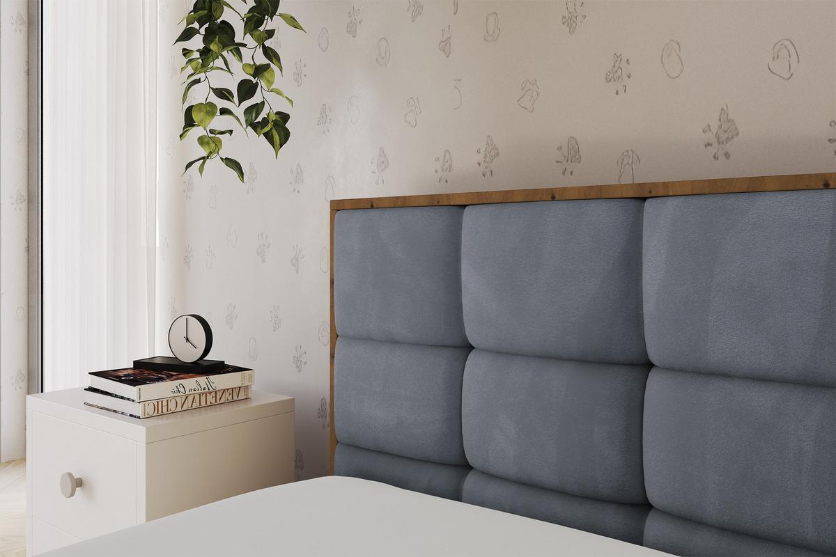 EINZELLBETT Jugendbett mit Bettkasten, Rechts - SOVY 90x200 Grau - Blaugrau, Holzwerkstoff/Textil (90/200cm) - ALTDECOR