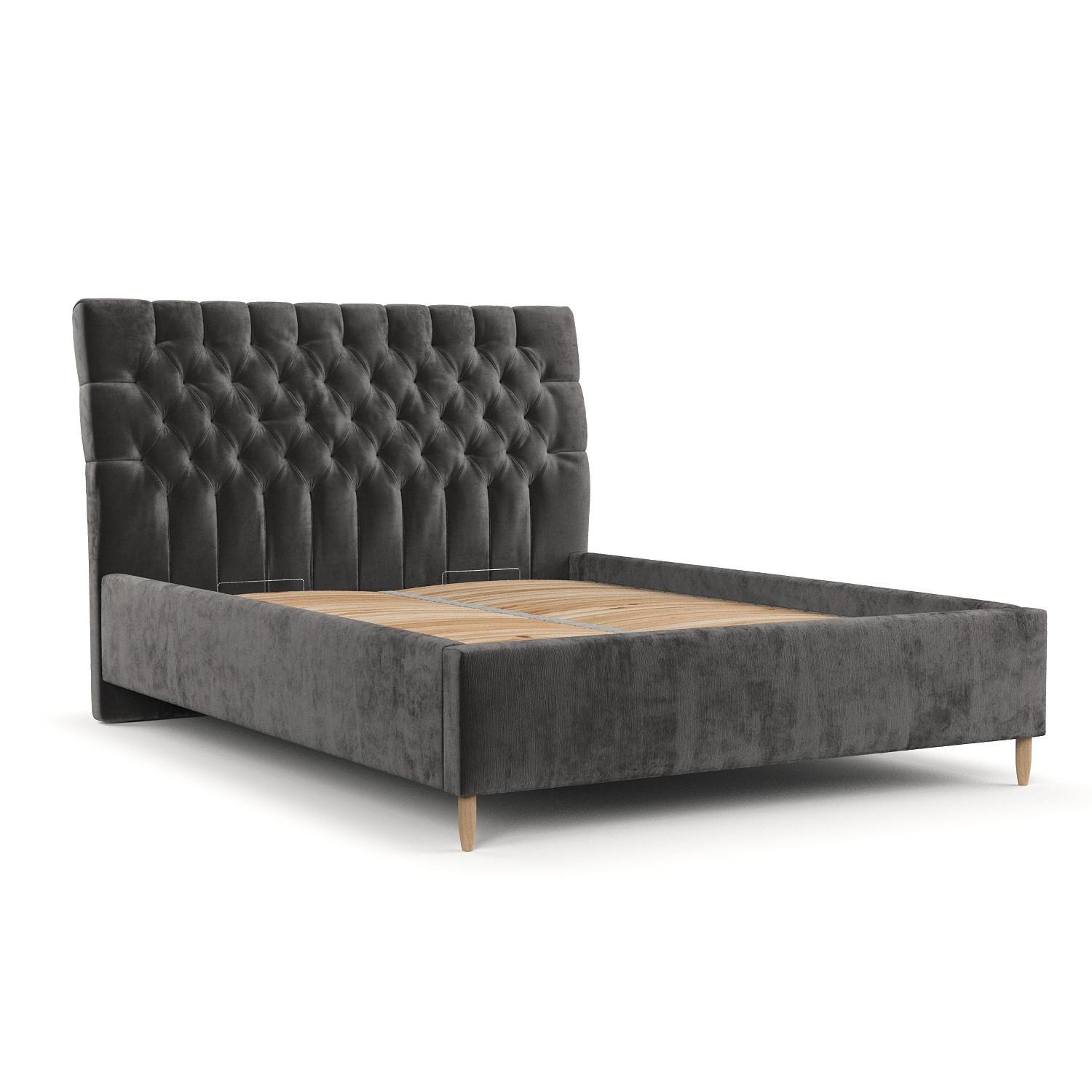 POLSTERBETT Lira 140/200 cm Anthrazit im Lotta Stoff - Anthrazit/Naturfarben, Holz/Holzwerkstoff (140/200cm) - AltaBeds